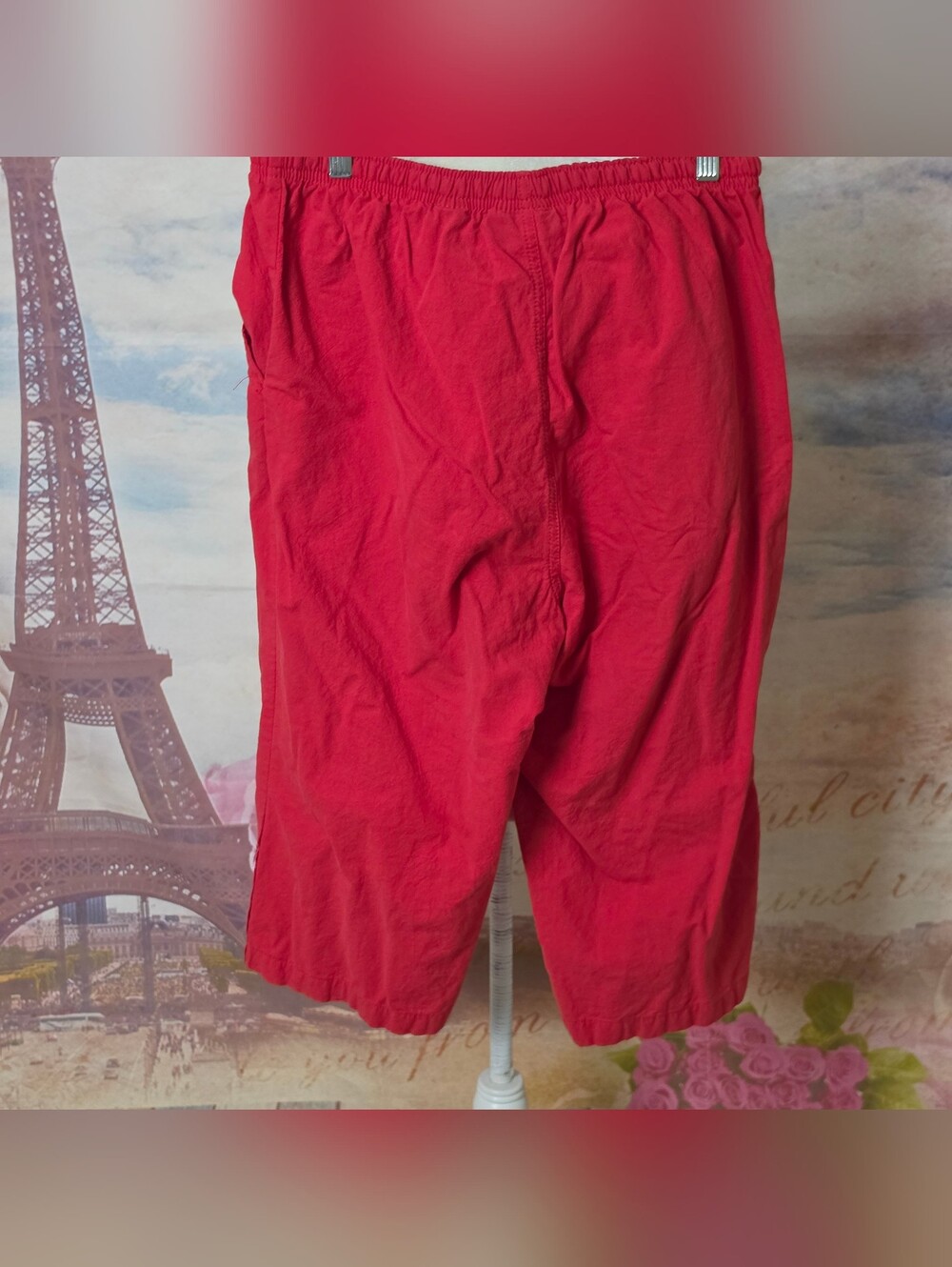 Jane Ashley Red Elastic Waist 100% Cotton Casual Pants - Picture 5 of 5